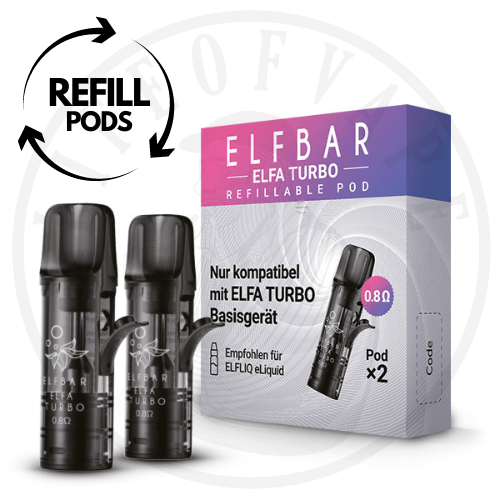 ELFA Turbo Leerpods kaufen | 2x 2ml | 0,8 | mehr Dampf ELFA Turbo Leerpods kaufen | 2x 2ml | 0,8 | mehr Dampf